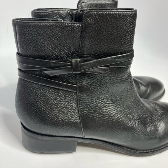 Talbots Tish Wrap Tie Pebbled leather ankle boots black leather size 10 - Picture 2 of 9